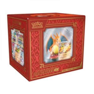 Pokémon: Collection Super-Premium Dracaufeu-ex du JCC Pokémon (3 Cartes Promo Brillantes, 1 Figurine Porte-Carte et 10 boosters)